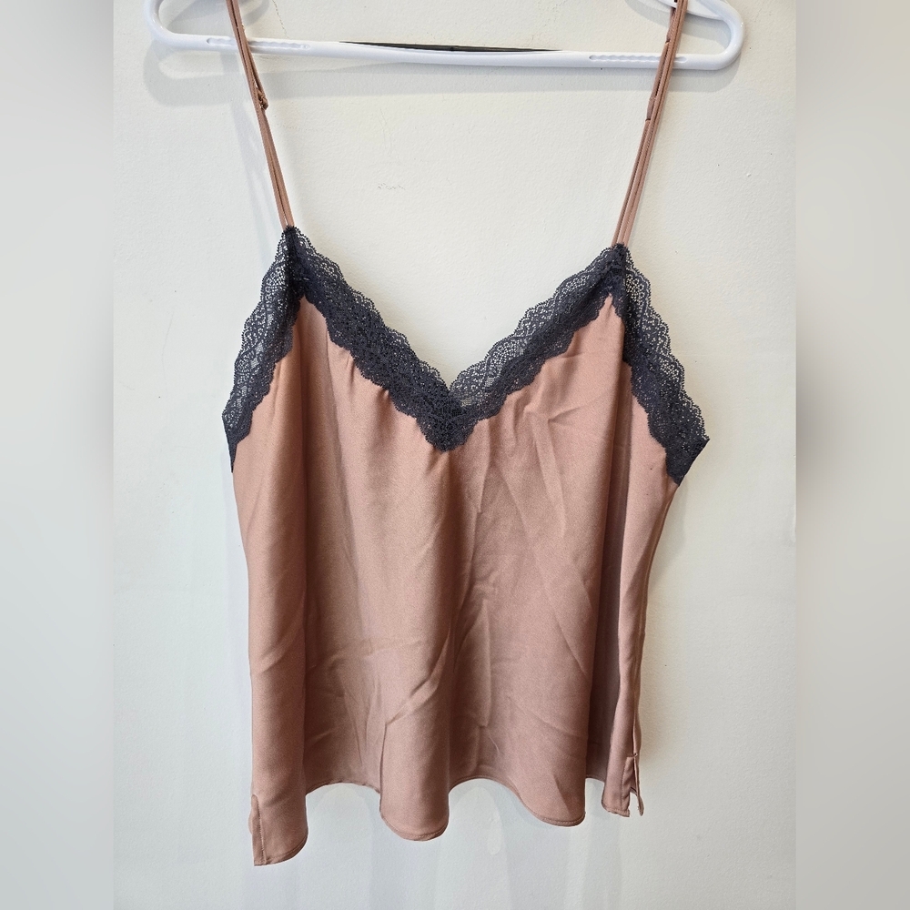 ETAM Lace Trim Cami Top GREY BROWN Coffee Size XL